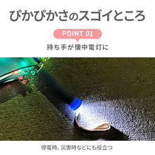 画像をギャラリービューアに読み込む, 暗い夜道も安心 ぴかぴかさ 光る傘